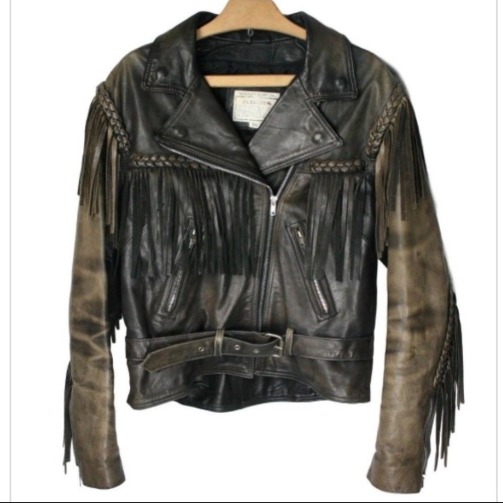 Addis genuine leather fringe jacket